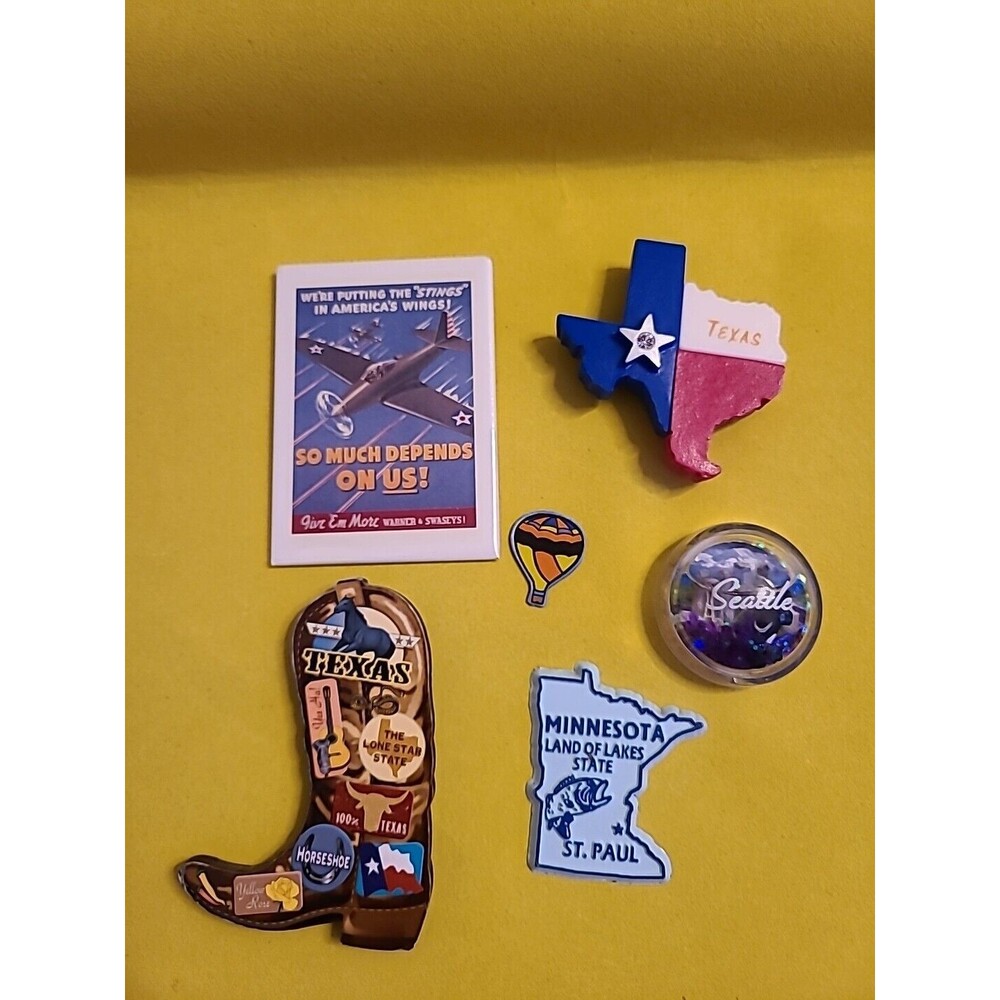Texas the Lone Star State Artwood Boot Jumbo Fridge Magnet 4" Bundle 5 Pc